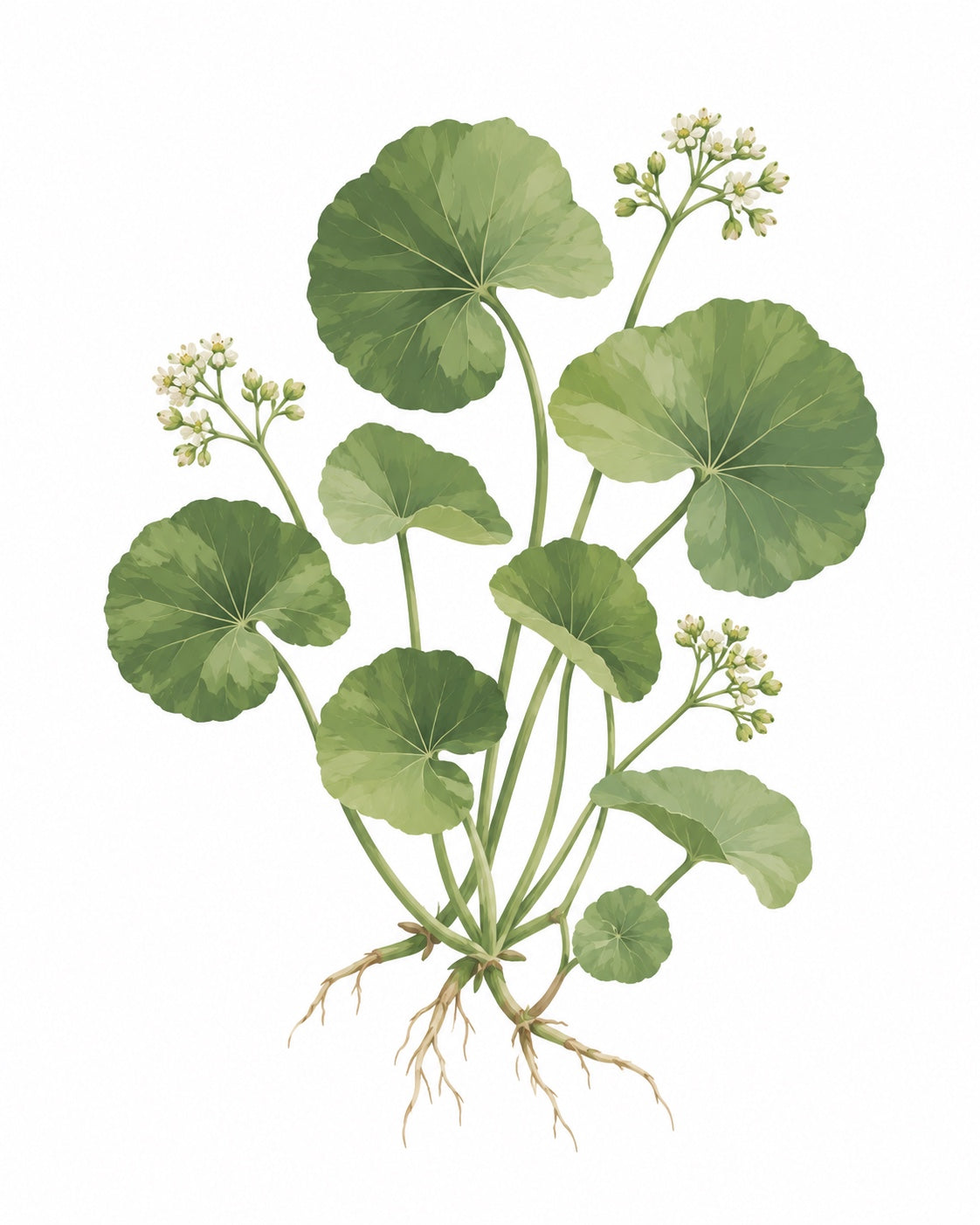 Botanical illustration of gotu kola (Centella asiatica)