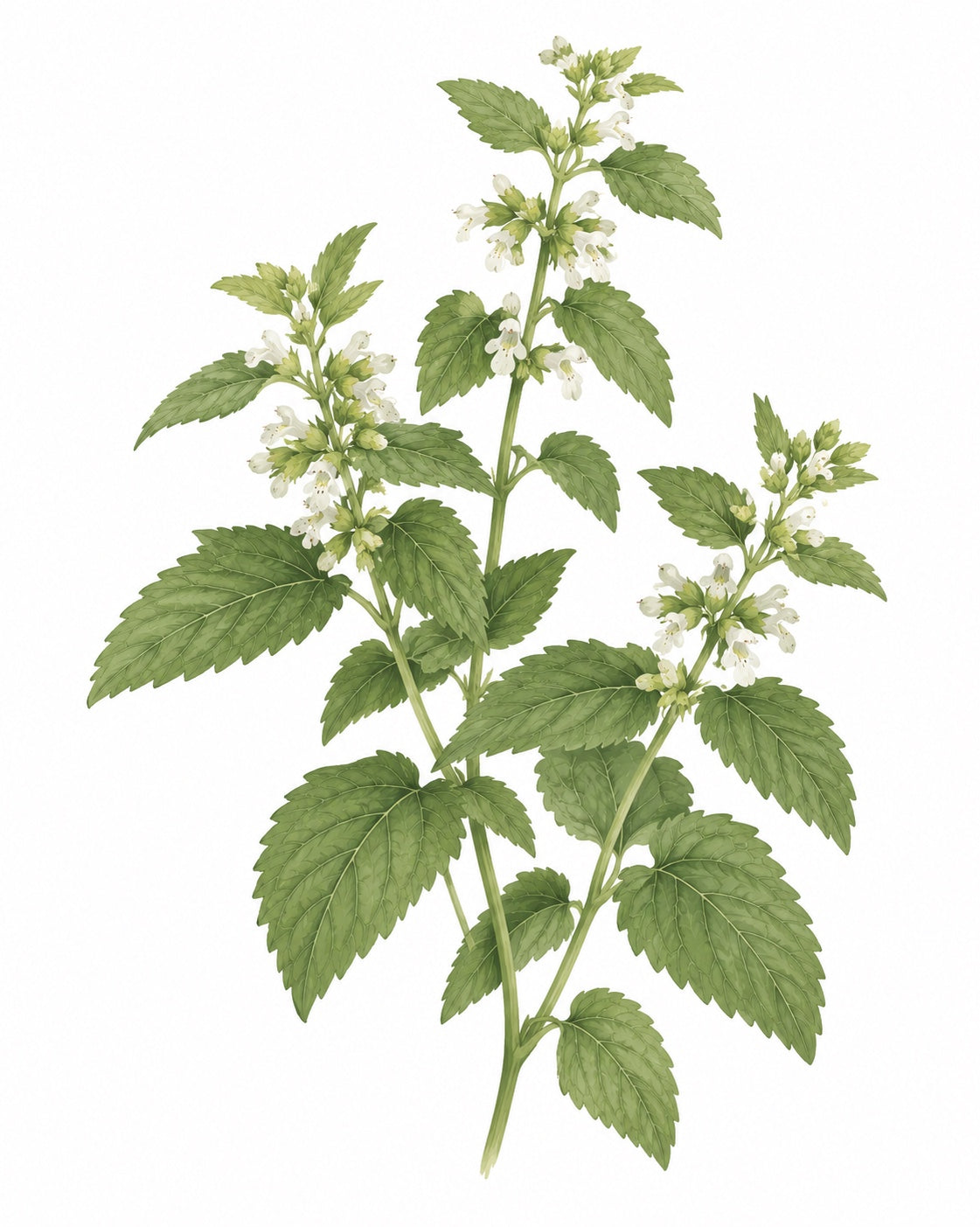 Botanical illustration of lemon balm (Melissa officinalis)